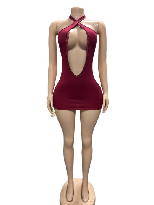 Joskaa Cutout Bodycon Mini Dress Criss Cross Deep - mini dress image 2