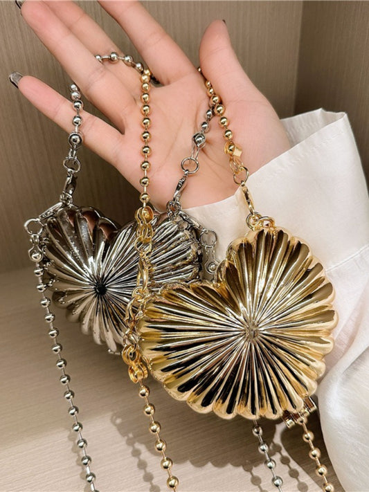 Women's Heart-Shaped Metal Mini Crossbody Bag - Detail View 1
