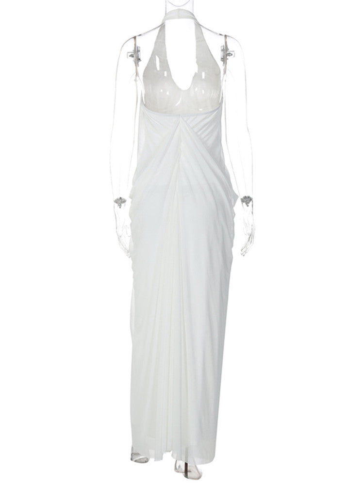 Joskaa Mesh Backless Halter Sleeveless Maxi Dress - maxi dress image 4
