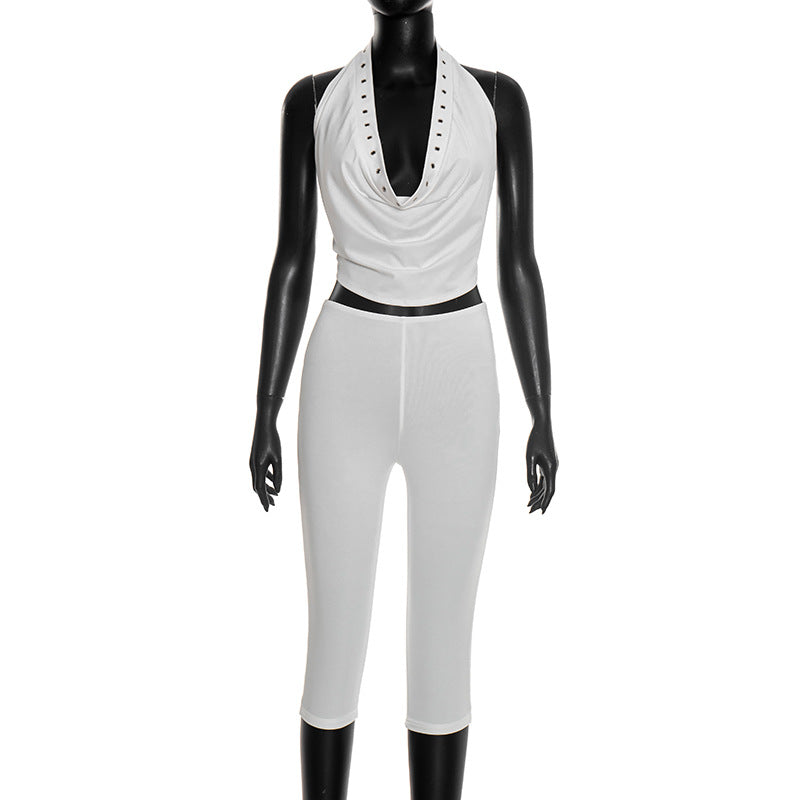 Joskaa Backless Two Piece Set Sporty Metal Hollow - two piece set image 7