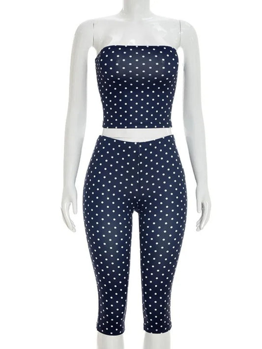Joskaa Polka Dot Strapless Crop Two Piece Set - two piece set image 2