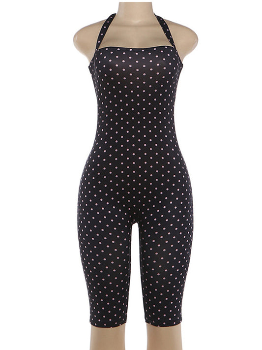 Joskaa Polka Dot Backless Halter Sleeveless Romper - romper image 2