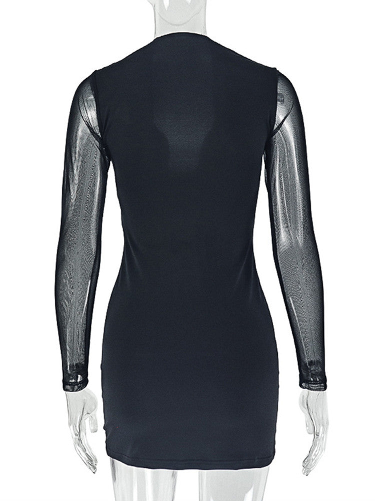Joskaa Mesh Long Sleeve Bodycon Mini Dress - mini dress image 4