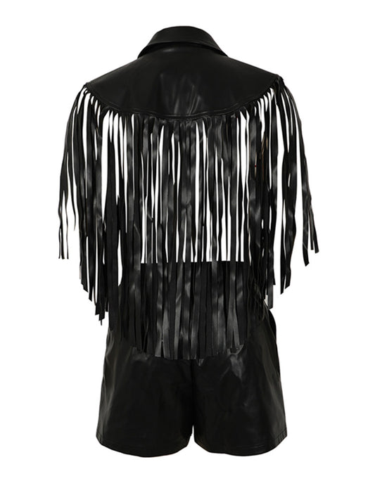 Joskaa Faux Leather Backless Two Piece Set - two piece set image 2