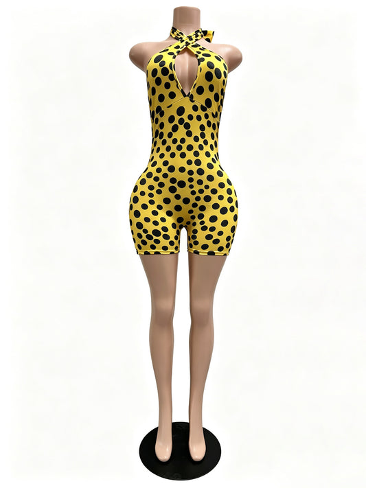 Joskaa Polka Dot Lace Backless Halter Romper - romper image 2