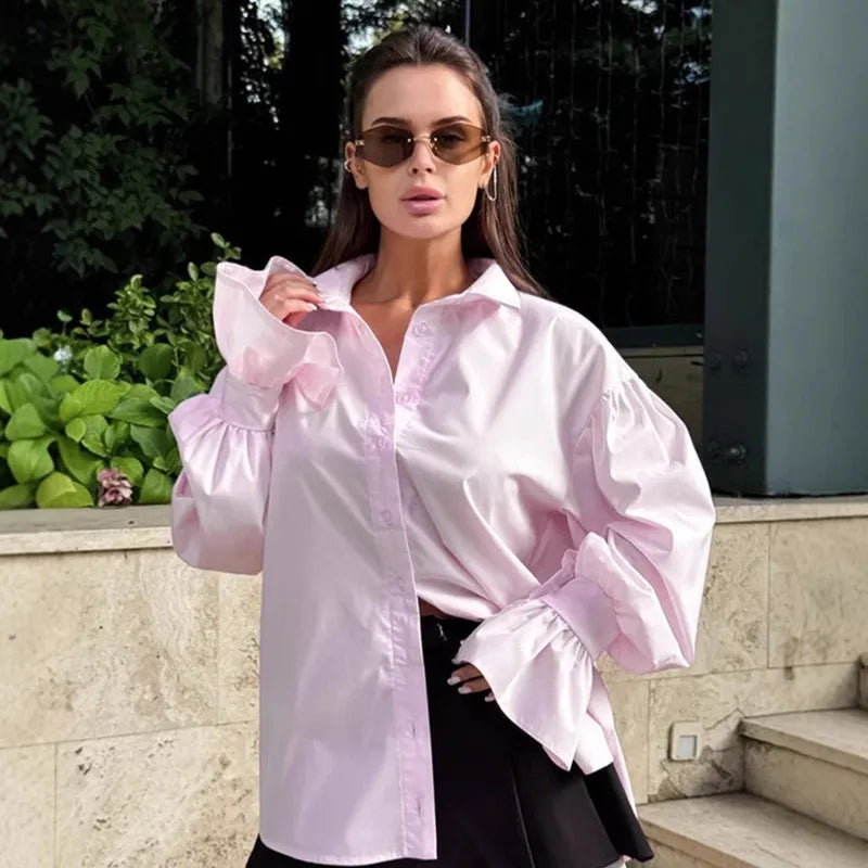 Women's Long Sleeve Oversized Shirt Fall Top