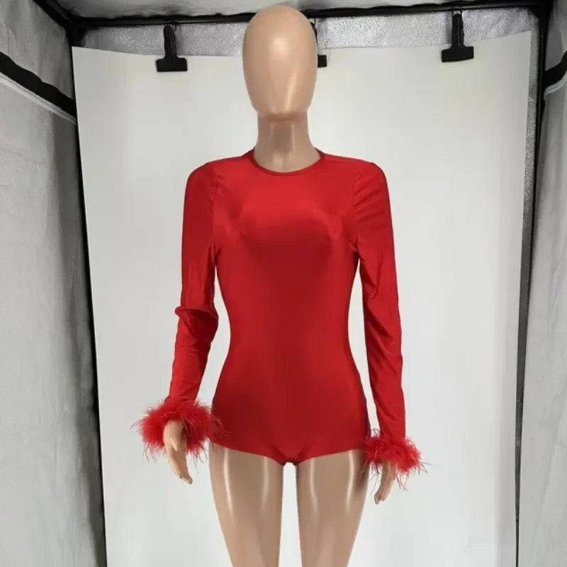 Women's Backless Long Sleeve Bodycon Romper