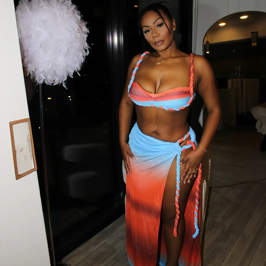 Wholesale Women's Crop Maxi Pleated Two Piece Set