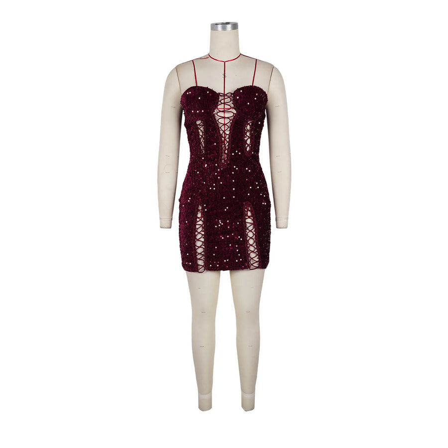 Joskaa Sequin Backless Strapless Zip Up Bodycon Dress - bodycon dress image 6