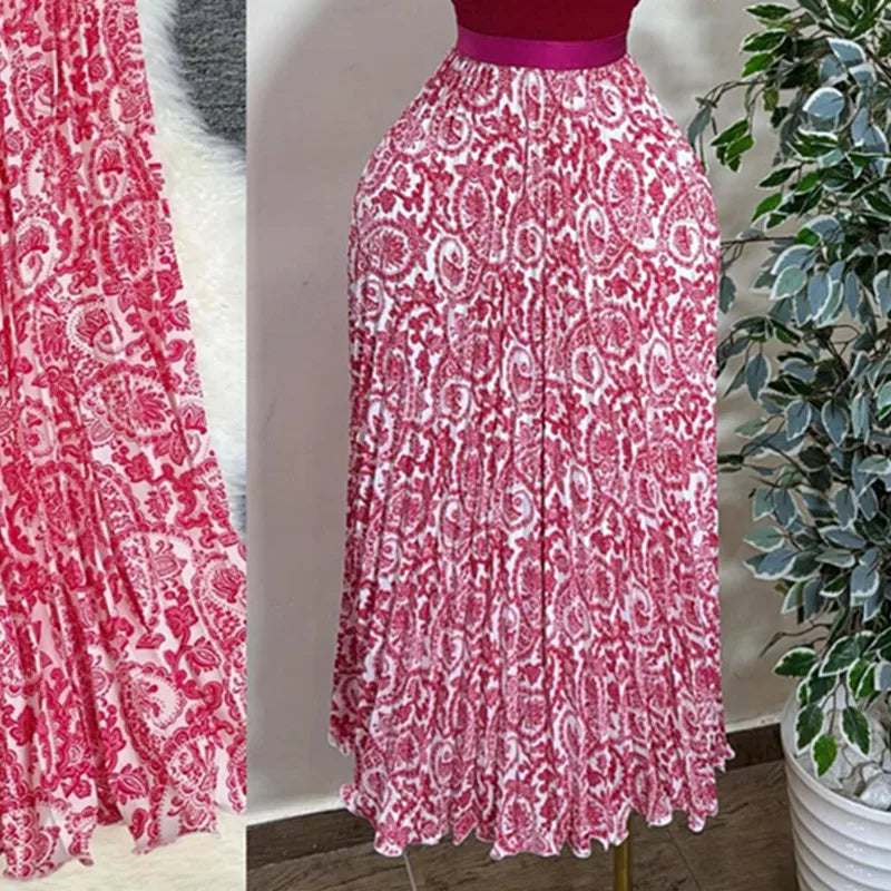 Joskaa Floral Print Pleated High Waist Flare Skirt - skirt image 14