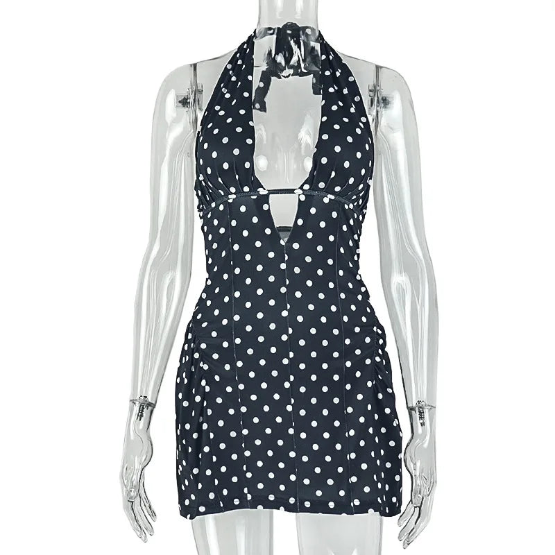 Joskaa Polka Dot Backless Halter Sleeveless Mini Dress - mini dress image 6