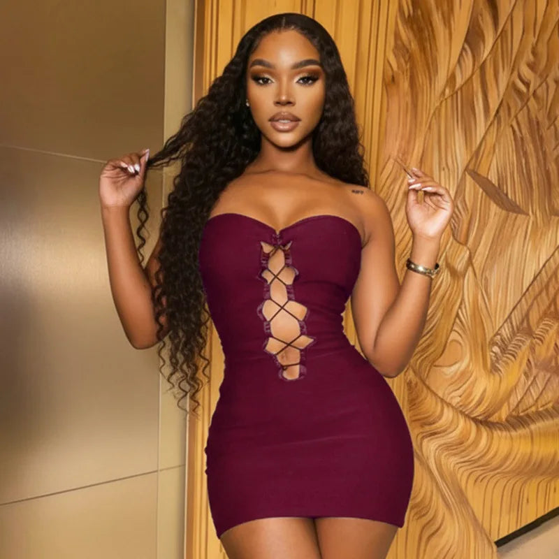 Women's Strapless Sleeveless Bodycon Mini Dress