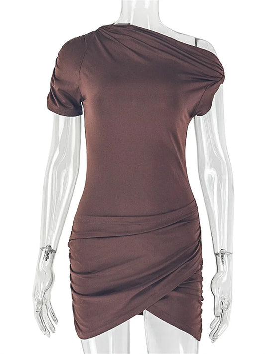 Joskaa Ruched Bodycon Mini Dress Elegant Irregular Hem - mini dress image 2