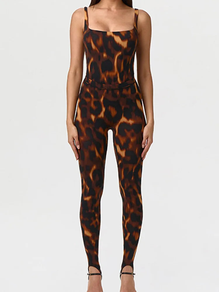 Women's Leopard Print Sleeveless High Waist Two Piece Set