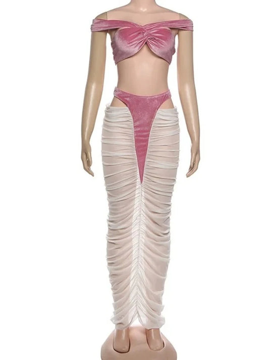 Joskaa Velvet Cutout High Waist Two Piece Set - two piece set image 2