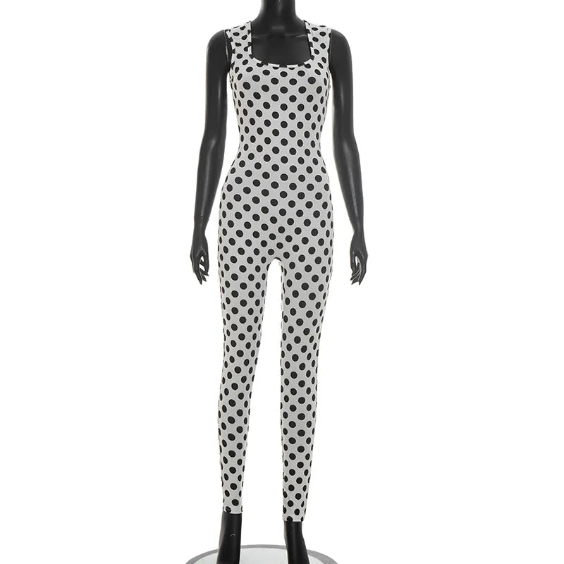 Joskaa Polka Dot Backless Sleeveless Bodycon Romper - romper image 8