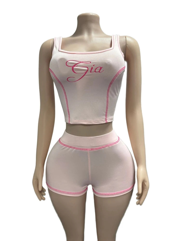 Women's Crop Line Patchwork Sporty Two Piece Set