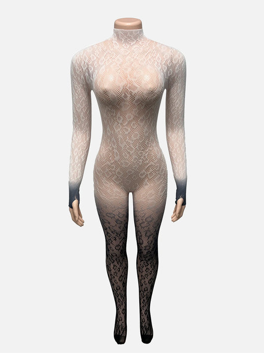 Joskaa Lace Backless Long Sleeve Bodycon Romper - romper image 2