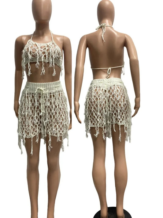 Joskaa Ribbed Knit Halter Crop Swimwear - swimwear image 2