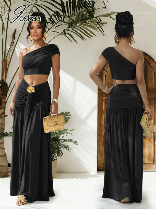 Women's Ruched One Shoulder Two Piece Set - Detail View 1