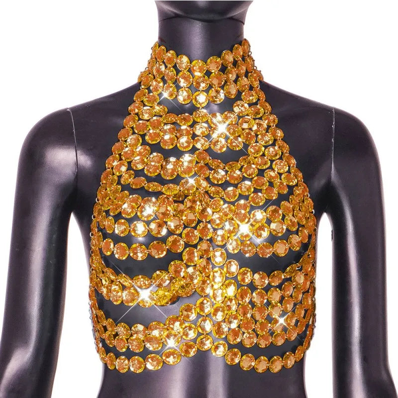 Wholesale Women's Rhinestone Backless Halter Top
