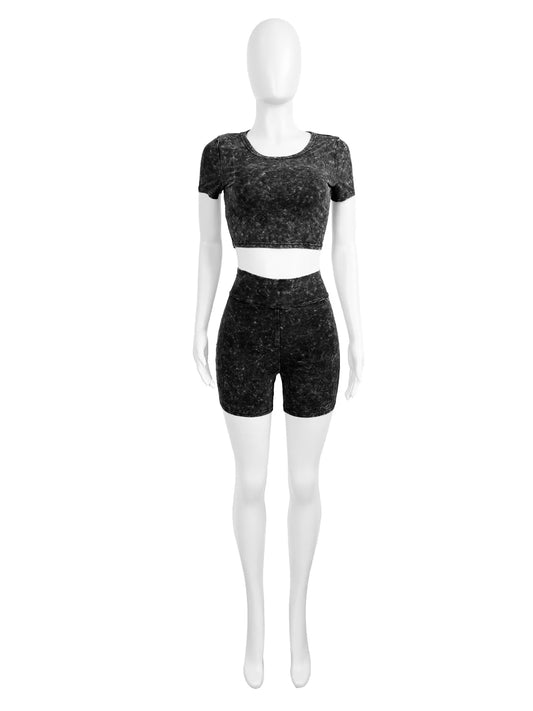 Joskaa Short Sleeve Crop Two Piece Set - two piece set image 2