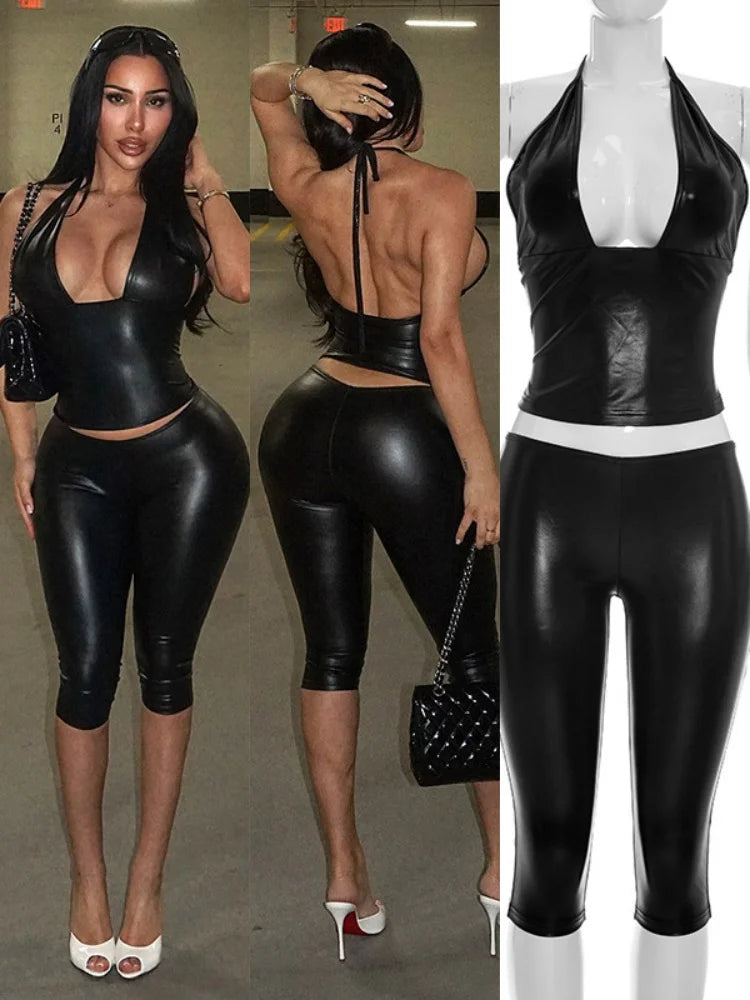 Women's Backless Halter High Waist Two Piece Set - Additional View 8