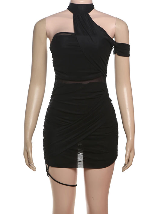 Joskaa Mesh Backless Halter Sleeveless Mini Dress - mini dress image 2