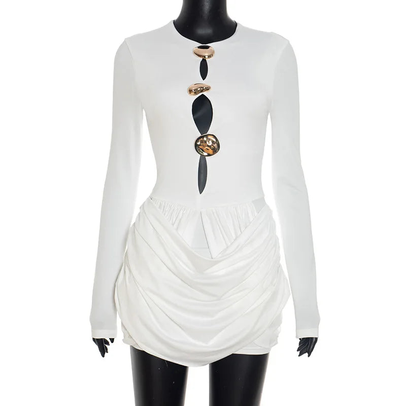 Joskaa Ruched Cutout Long Sleeve Bodycon Mini Dress - mini dress image 6
