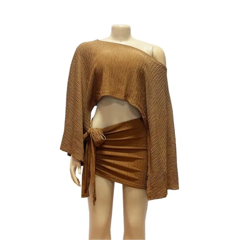 Wholesale Women's Long Sleeve Mini Two Piece Set