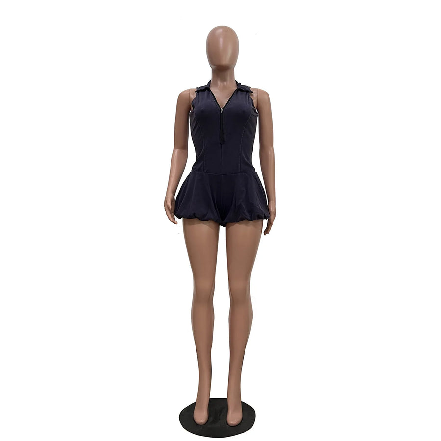 Women's Sleeveless Bodycon Sporty Bubble Romper