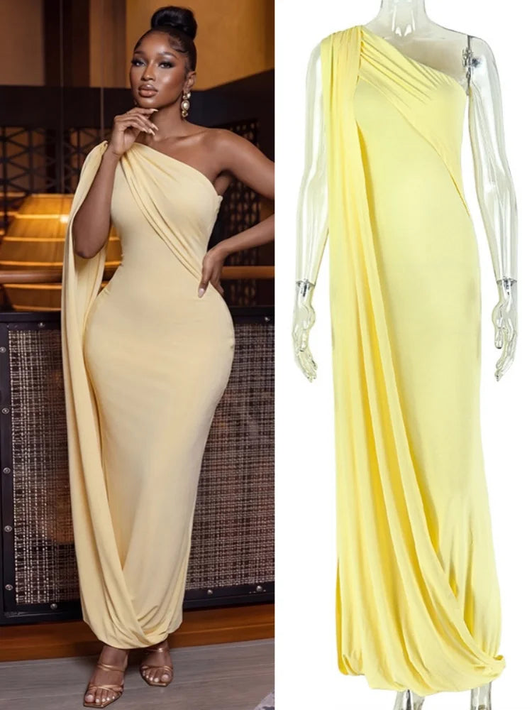 Women's Ruched Sleeveless One Shoulder Bodycon Maxi Dress - Additional View 8