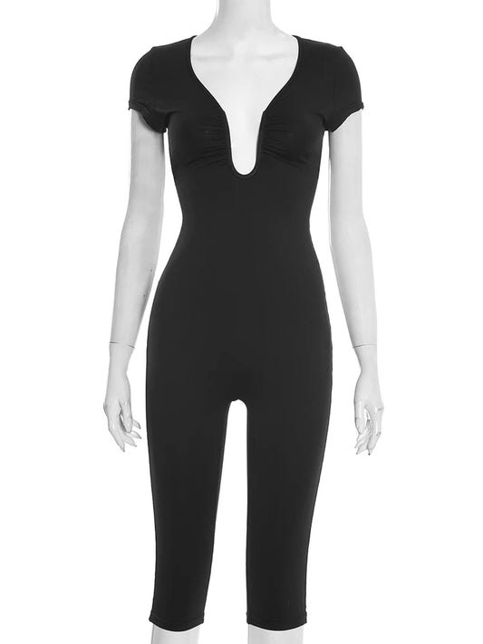 Joskaa Zip Up Short Sleeve Bodycon Romper - romper image 2