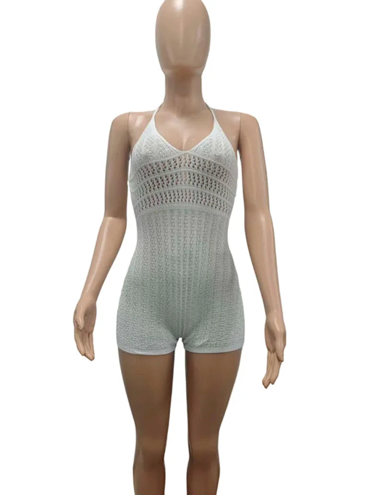 Joskaa Ribbed Knit Backless Halter Sleeveless Romper - romper image 7