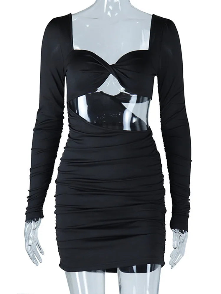 Joskaa Ruched Backless Long Sleeve Bodycon Mini Dress - mini dress image 6