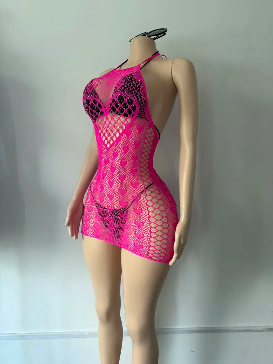 Women's Knit Backless Halter Bodycon Dress