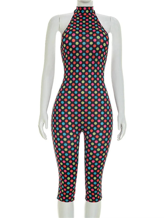 Joskaa Polka Dot Backless Halter Sleeveless Romper - romper image 2