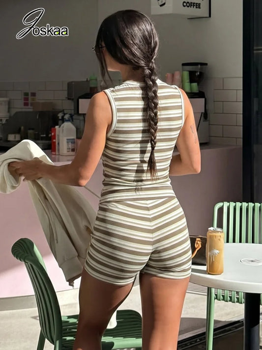 Women's Striped Two Piece Set - Front View