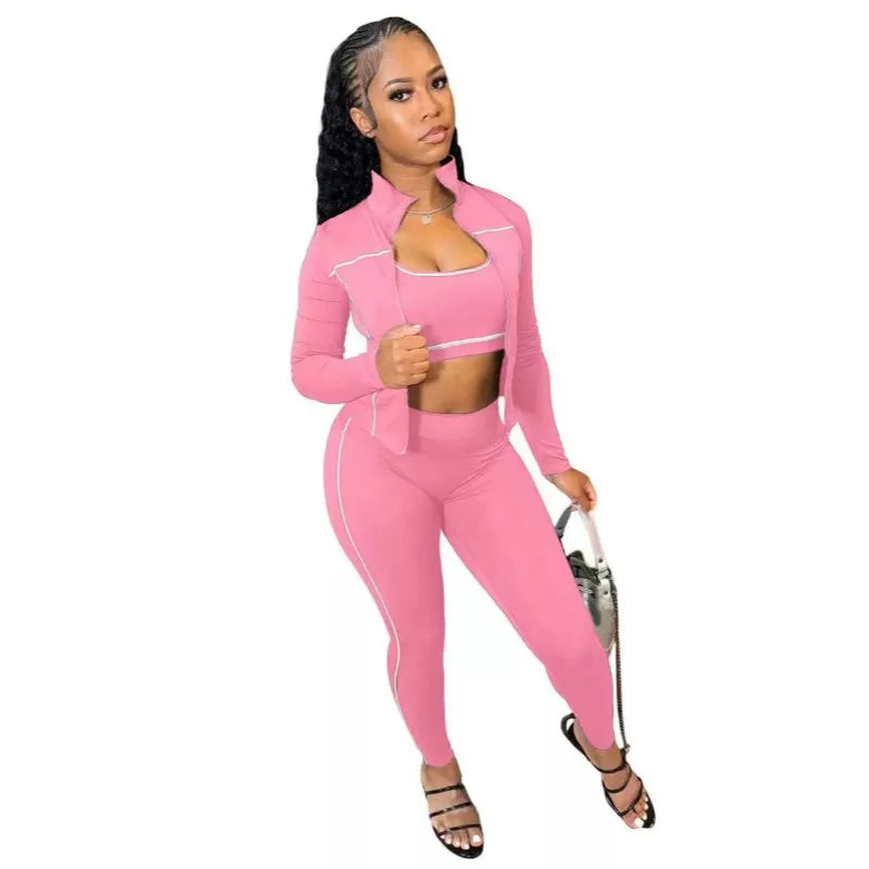 Women's Crop Zip Fall Sporty Two Piece Set