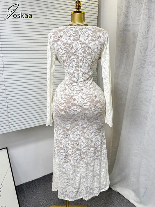 Joskaa Lace Long Sleeve Bodycon Maxi Dress - maxi dress image 2