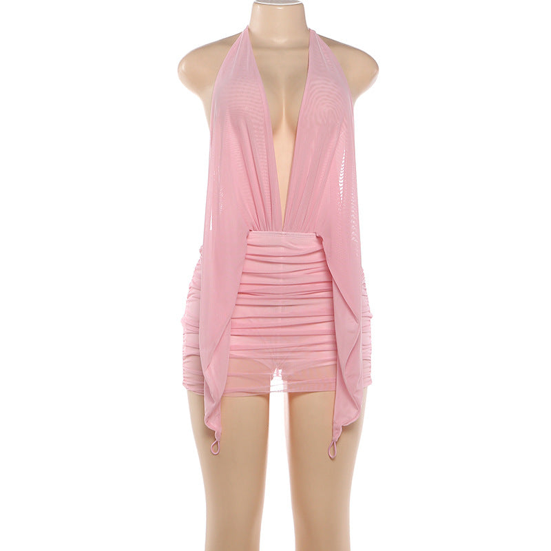Joskaa Ruched Backless Halter Bodycon Mini Dress - mini dress image 6