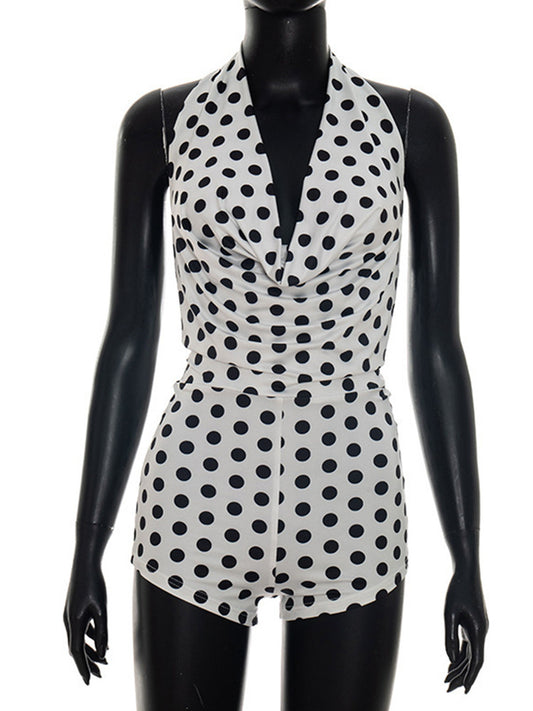 Joskaa Polka Dot Backless Halter Sleeveless Romper - romper image 2