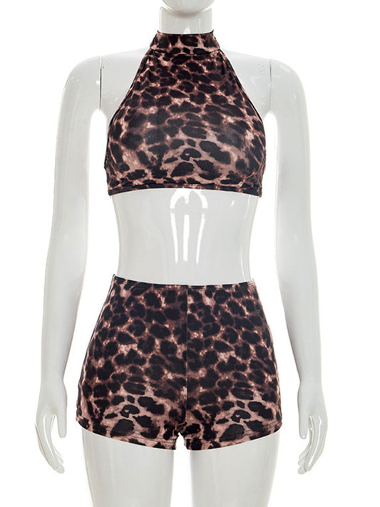 Joskaa Leopard Print Backless Crop Two Piece Set - two piece set image 2