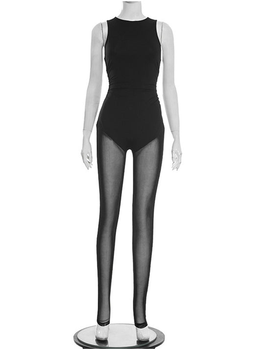Joskaa Mesh Zip Up Sleeveless Bodycon Jumpsuit - jumpsuit image 2