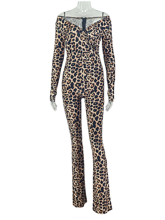 Joskaa Leopard Print Zip Up Long Sleeve Bodycon Romper - romper image 2
