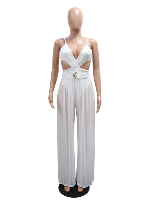 Joskaa Cutout Backless Bodycon Wide Leg Romper - romper image 2