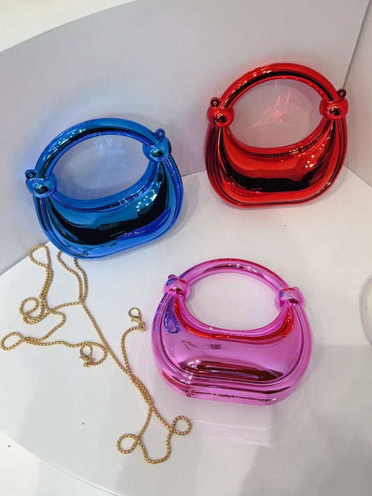 Women's Crescent Acrylic Knot Mini Crossbody Bag - Detail View 1