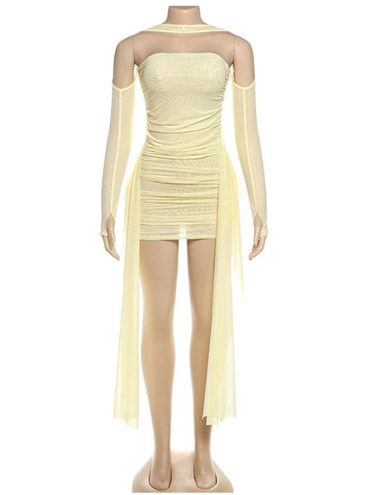 Joskaa Mesh Ruched Strapless Mini Two Piece Set - two piece set image 2