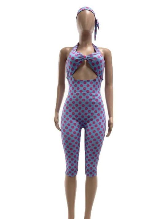 Joskaa Polka Dot Backless Halter Sleeveless Romper - romper image 2