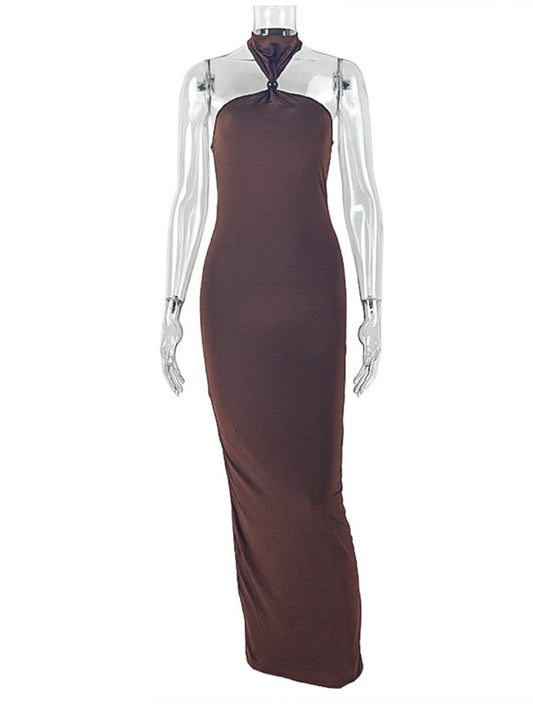 Joskaa Backless Halter Sleeveless Bodycon Maxi Dress - maxi dress image 2